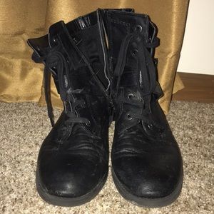 nine west combat moto leather boots